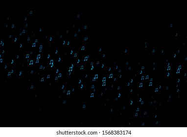 Dark BLUE vector background with music symbols. Isolated colorful music keys on abstract background. Pattern for school ad, booklets.