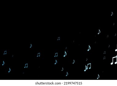 Dark BLUE vector background with music symbols. Modern abstract illustration with melody keys. Template for fasion magazines.
