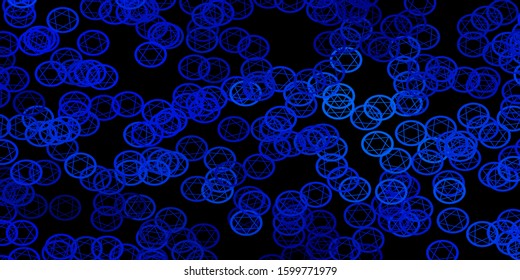 Dark BLUE vector background with occult symbols. Retro design in abstract style with witchcraft forms. Design for magic, spiritual events.