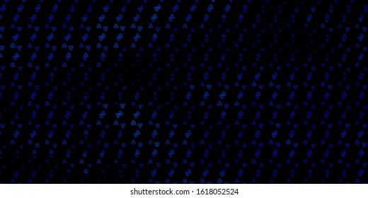Dark BLUE vector background with occult symbols. Abstract illustration with gothic gradient shapes. Simple base for your occult design.