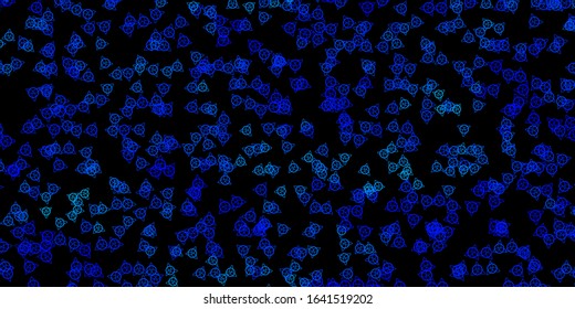 Dark BLUE vector background with occult symbols. Colorful mystic symbols with a gradient in ancient style. Best design halloween events.