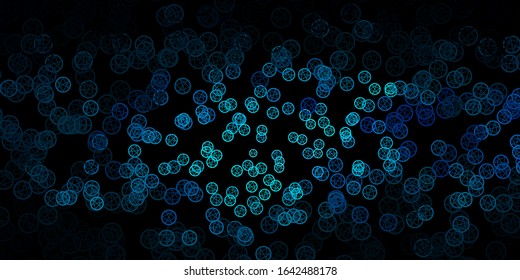 Dark BLUE vector background with occult symbols. Retro design in abstract style with witchcraft forms. Design for magic, spiritual events.
