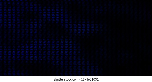 Dark BLUE vector background with occult symbols. Illustration with magical signs of spiritual power. Best design halloween events.