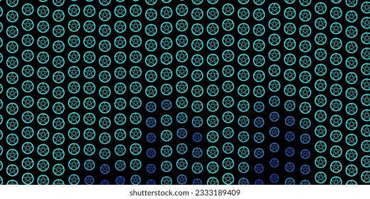 Dark BLUE vector background with occult symbols. Abstract illustration with gothic gradient shapes. Simple design for occult depiction.