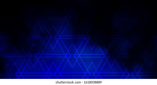 Dark BLUE vector background with polygonal style. Triangles on abstract background with colorful gradient. Template for wallpapers.