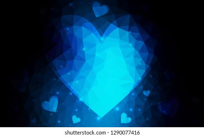 DARK BLUE vector  background with Shining hearts. Illustration with hearts in love concept for valentine's day. Design for your business advert of anniversary.