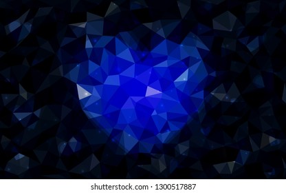 DARK BLUE vector  background with Shining hearts. Decorative shining illustration with hearts on abstract template. Design for ad, poster, banner of Valentine Day.