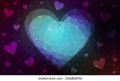 DARK BLUE vector  background with Shining hearts. Illustration with hearts in love concept for valentine's day. Design for your business advert of anniversary.