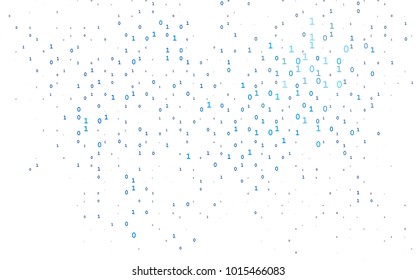 Dark BLUE vector background with signs of numerals. Colored mathematic signs with gradient on white background.