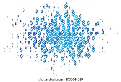 Dark BLUE vector background with signs of dollars. Shining colored illustration with dollar signs, USD. The pattern can be used as ads, poster, banner for payments.