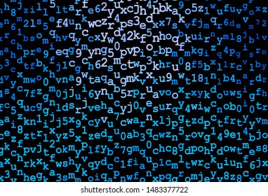 Dark BLUE vector background with signs of alphabet. Colored alphabet signs with gradient on white background. Template for lettering, typography.