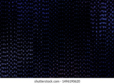 Dark BLUE vector background with signs of alphabet. Abstract illustration with colored latin alphabet. Pattern for ads, poster, banner of books.