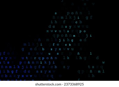 Dark blue vector background with signs of alphabet. Shining colorful illustration with isolated letters. The pattern can be used as ads, poster, banner for books.