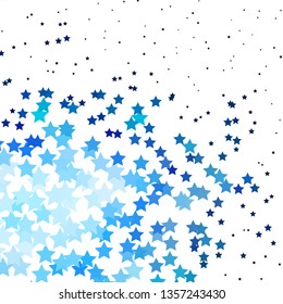 Dark BLUE vector background with small and big stars. Shining colorful illustration with small and big stars. Pattern for wrapping gifts.