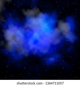 Dark BLUE vector background with small and big stars. Blur decorative design in simple style with stars. Theme for cell phones.