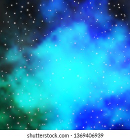 Dark BLUE vector background with small and big stars. Blur decorative design in simple style with stars. Theme for cell phones.