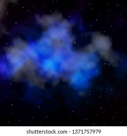 Dark BLUE vector background with small and big stars. Blur decorative design in simple style with stars. Design for your business promotion.
