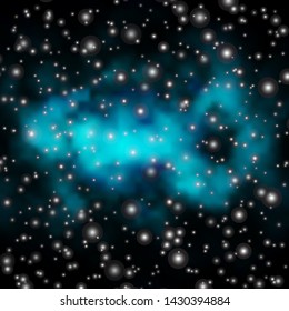 Dark BLUE vector background with small and big stars. Colorful illustration in abstract style with gradient stars. Theme for cell phones.