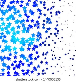 Dark BLUE vector background with small and big stars. Shining colorful illustration with small and big stars. Best design for your ad, poster, banner.