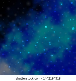 Dark BLUE vector background with small and big stars. Modern geometric abstract illustration with stars. Pattern for websites, landing pages.