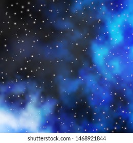 Dark BLUE vector background with small and big stars. Blur decorative design in simple style with stars. Theme for cell phones.