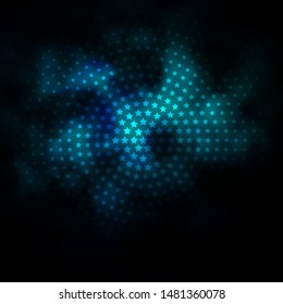 Dark BLUE vector background with small and big stars. Decorative illustration with stars on abstract template. Pattern for wrapping gifts.