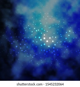 Dark BLUE vector background with small and big stars. Colorful illustration in abstract style with gradient stars. Best design for your ad, poster, banner.