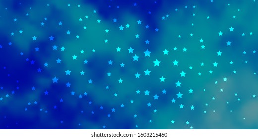 Dark BLUE vector background with small and big stars. Decorative illustration with stars on abstract template. Design for your business promotion.