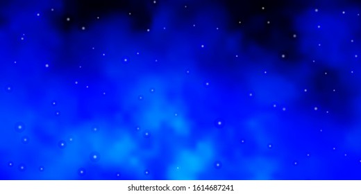 Dark BLUE vector background with small and big stars. Colorful illustration with abstract gradient stars. Best design for your ad, poster, banner.