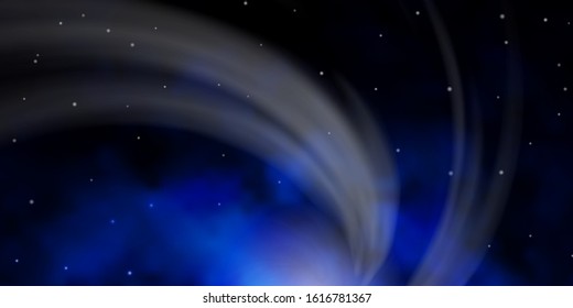 Dark BLUE vector background with small and big stars. Shining colorful illustration with small and big stars. Theme for cell phones.