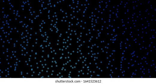 Dark BLUE vector background with small and big stars. Colorful illustration with abstract gradient stars. Pattern for wrapping gifts.