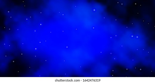 Dark BLUE vector background with small and big stars. Blur decorative design in simple style with stars. Pattern for new year ad, booklets.
