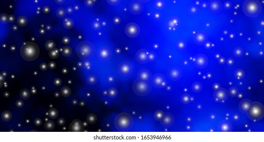 Dark BLUE vector background with small and big stars. Colorful illustration with abstract gradient stars. Pattern for wrapping gifts.