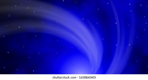 Dark BLUE vector background with small and big stars. Decorative illustration with stars on abstract template. Theme for cell phones.