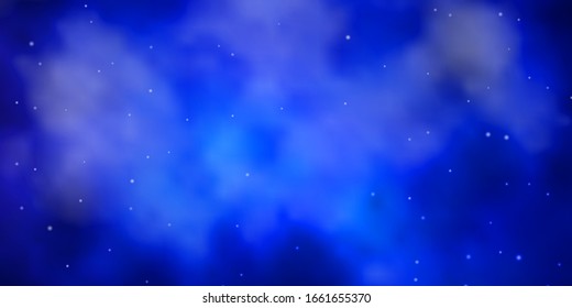 Dark BLUE vector background with small and big stars. Shining colorful illustration with small and big stars. Theme for cell phones.