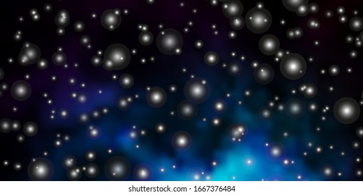 Fondo vector azul oscuro con estrellas pequeñas y grandes. Ilustración colorida con estrellas abstractas de gradiente. Patrón para sitios web, páginas de inicio.