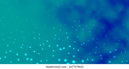 Dark BLUE vector background with small and big stars. Blur decorative design in simple style with stars. Pattern for wrapping gifts.