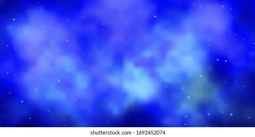 Fondo vector azul oscuro con estrellas pequeñas y grandes. Dibujo abstracto geométrico moderno con estrellas. Diseño para su promoción empresarial.