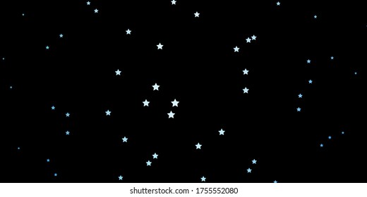 Dark BLUE vector background with small and big stars. Shining colorful illustration with small and big stars. Pattern for new year ad, booklets.