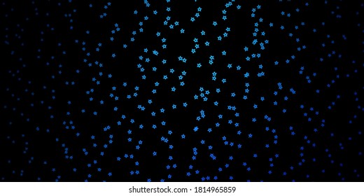 Dark BLUE vector background with small and big stars. Shining colorful illustration with small and big stars. Pattern for wrapping gifts.