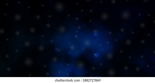 Dark BLUE vector background with small and big stars. Blur decorative design in simple style with stars. Pattern for websites, landing pages.