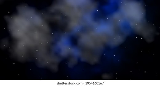 Dark BLUE vector background with small and big stars. Colorful illustration in abstract style with gradient stars. Theme for cell phones.