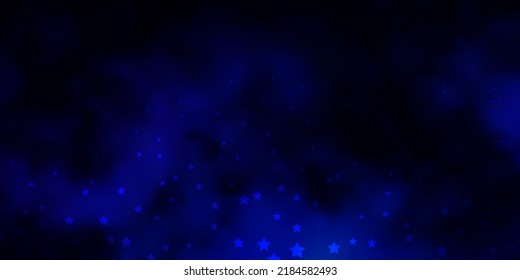Dark BLUE vector background with small and big stars. Shining colorful illustration with small and big stars. Pattern for wrapping gifts.