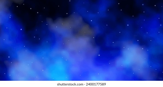 Fondo vector azul oscuro con estrellas pequeñas y grandes. Ilustración decorativa con estrellas en plantilla abstracta. Mejor diseño para tu anuncio, afiche, banner.