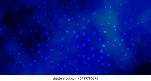 Dark BLUE vector background with small and big stars. Colorful illustration in abstract style with gradient stars. Pattern for wrapping gifts.