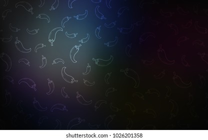 Dark BLUE vector background with spicy peppers. peppers on blurred abstract background with colorful gradient. Pattern for menu of cafes, bars, restaurants.
