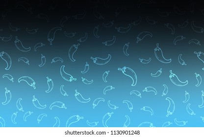 Dark BLUE vector background with spicy peppers. Glitter abstract sketch with hot peppers. Pattern for menu of cafes, bars, restaurants.