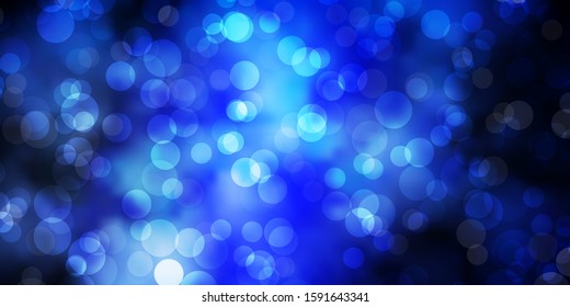 Dark BLUE vector background with spots. Abstract colorful disks on simple gradient background. Pattern for booklets, leaflets.