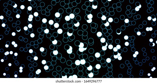 Dark BLUE vector background with spots. Illustration with set of shining colorful abstract spheres. Design for posters, banners.