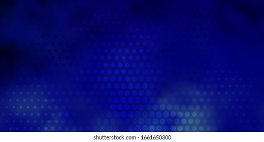 Dark BLUE vector background with spots. Abstract decorative design in gradient style with bubbles. Pattern for booklets, leaflets.